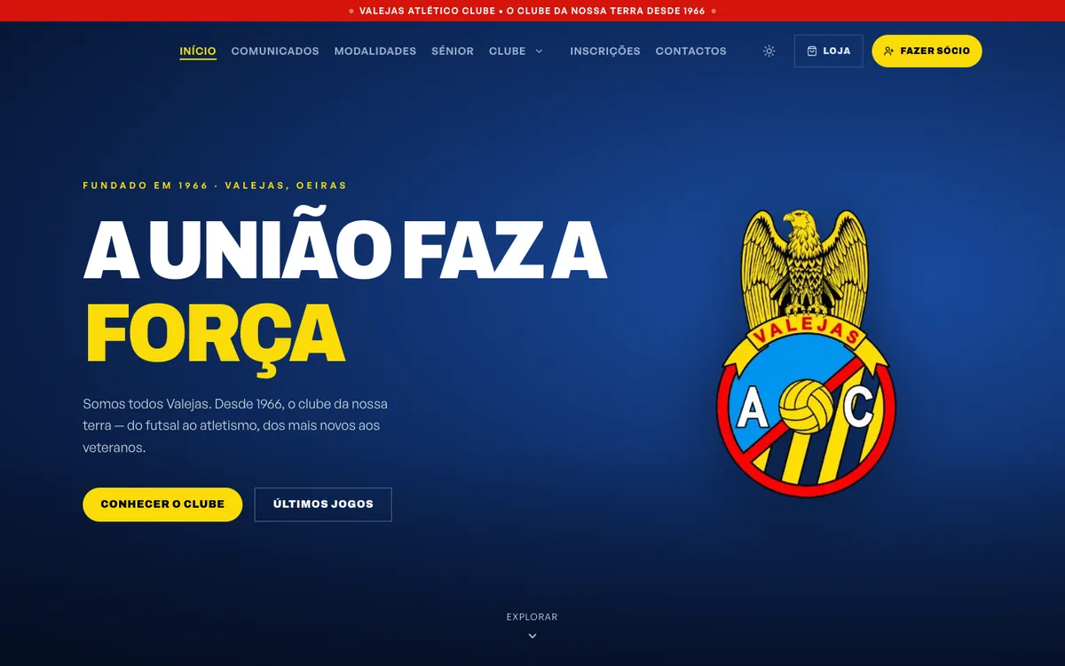 Website Valejas Atlético Clube